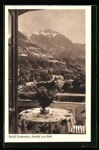 AK Berchtesgaden, Lehrerheim Schloss Fürstenstein, Ausblick zum Brett