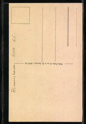 AK Assmannshausen, Dichter- und Künstlerheim zur Krone, Porträt von Julius Wolf