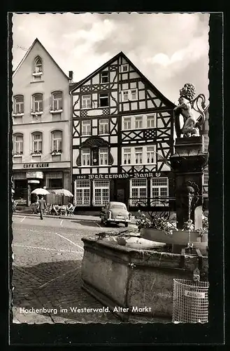 AK Hachenburg im Westerwald, Alter Markt mit Brunnen