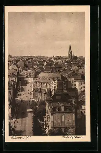 AK Plauen i. V., Häuser an der Bahnhofstrasse