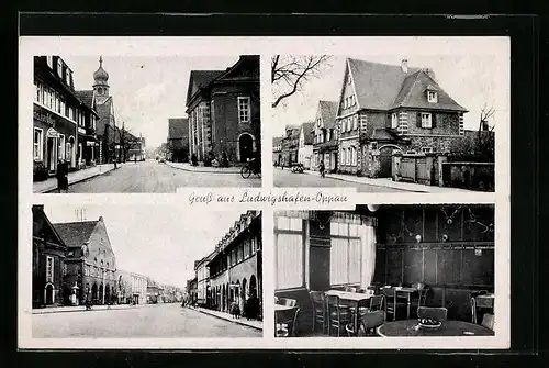 AK Ludwigshafen-Oppau, Gasthaus zum Löwen mit Innenansicht