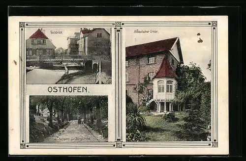 AK Osthofen, Hochbrück, Altdeutscher Erker und Aufgang zur Bergkirche
