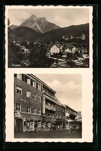 AK Füssen, Hotel Neue Post, Teilansicht