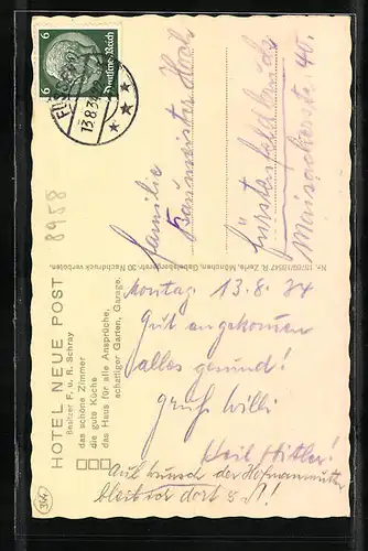 AK Füssen, Hotel Neue Post, Teilansicht