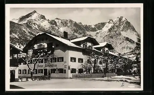 AK Garmisch, Gasthof Kainzenfranz, Bayerisches Hochgebirge