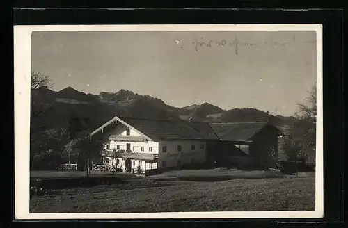 Foto-AK Übersee, Gasthaus Westerbuchberg 1929