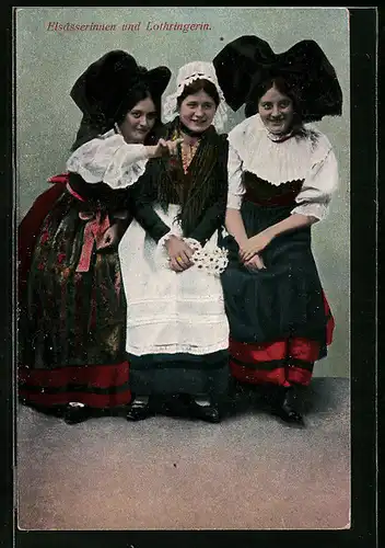 AK Elsässerinnen und Lothringerin, elsass-lothringische Tracht