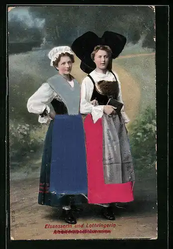 Präge-AK Elsässerin und Lothringen, elsass-lothringische Tracht