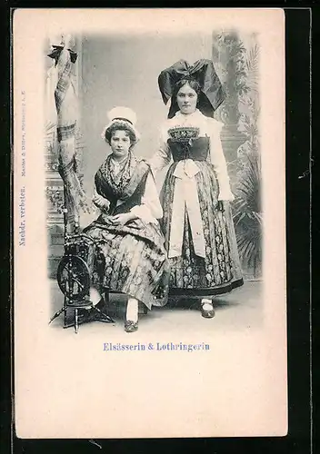 AK Elsässerin & Lothringerin, elsass-lothringische Tracht