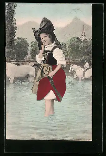 AK Mädchen in elsass-lothringische Tracht