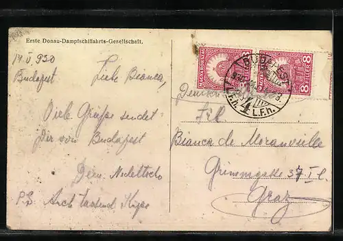 AK Expressdampfer Saturnus auf der Donau