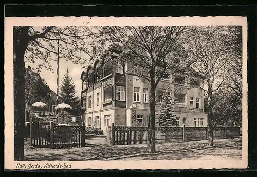 AK Altheide-Bad, Haus Gerda mit Strassenpartie