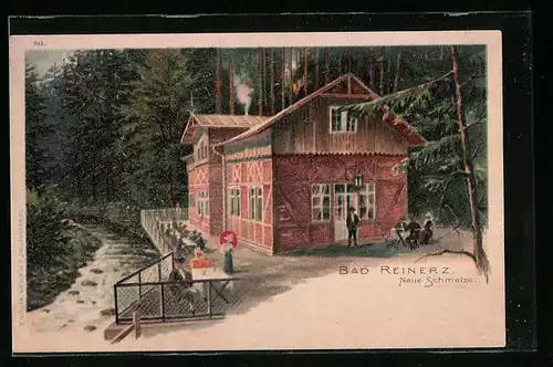 Lithographie Bad Reinerz, Neue Schmelze mit Fluss