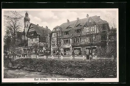 AK Bad Altheide, Villa Germania mit Bahnhof-Strasse