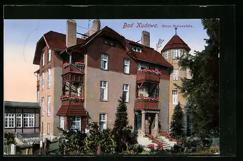 AK Bad Kudowa, Haus Stolzenfels mit Garten
