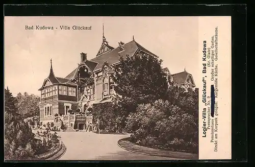 AK Bad Kudowa, Villa Glückauf mit Garten