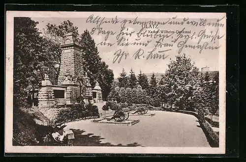 AK Glatz, Kaiser-Wilhelm-Denkmal mit Kanonen