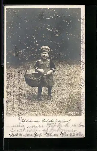 AK Kind weint wegen verlorener Zuckerkarte