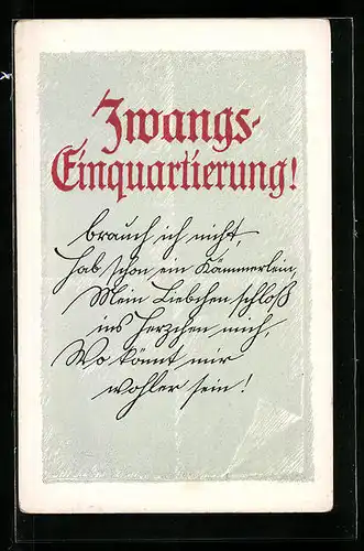 AK Karte zur Zwangs-Einquartierung