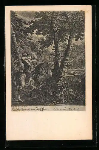 AK Jäger zu Pferd mit angelegtem Gewehr