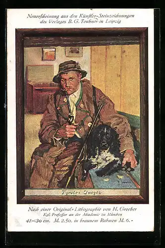 AK Tiroler Jäger mit Pfeife und Hund