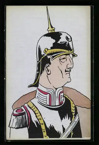 AK Deutscher Offizier in Uniform mit Pickelhaube