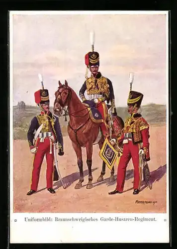 AK Uniformen des Braunschweigischen Garde-Husaren-Regiments