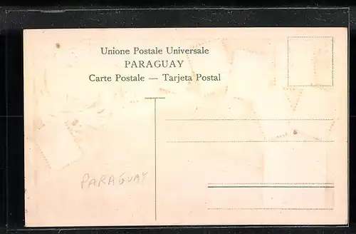 Präge-AK Briefmarken und Wappen von Paraguay