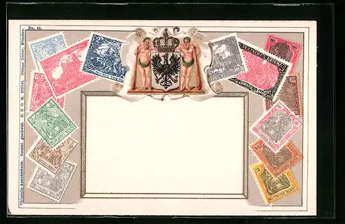 AK Briefmarken und Wappen des Deutschen Reichs