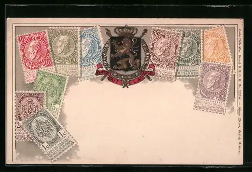AK Briefmarken aus Belgien