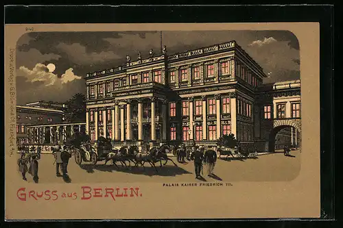 Mondschein-Lithographie Berlin, Palais Kaiser Friedrich III.