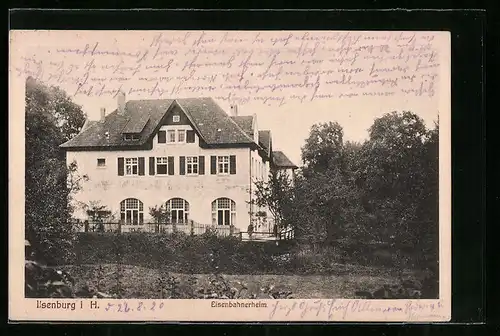 AK Ilsenburg i. H., Eisenbahnerheim mit Garten