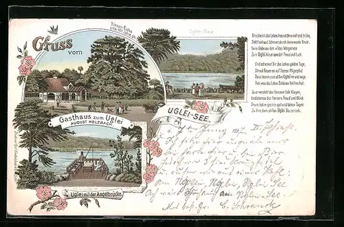 Lithographie Eutin, Gasthaus zum Uglei am Uglei-See