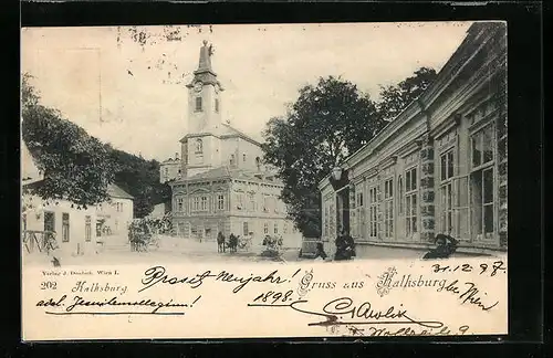 AK Wien, Ortsansicht von Kalksburg mit Kirche