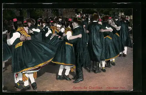 AK Paare beim Schwälmer Tanz in Trachten