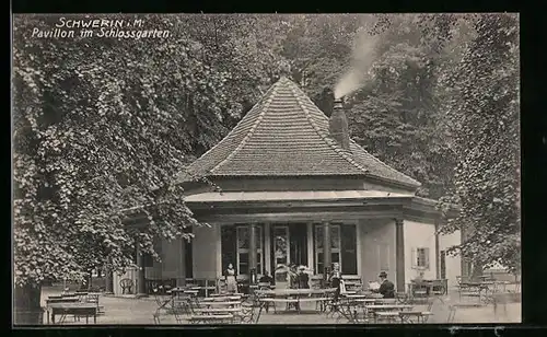 AK Schwerin i. M., Pavillon in Schlossgarten