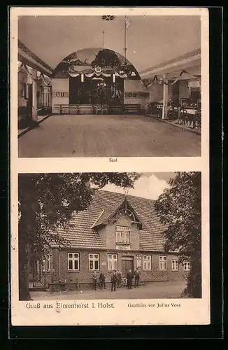 AK Elmenhorst i. Holst., Gasthaus von Julius Voss, Saal