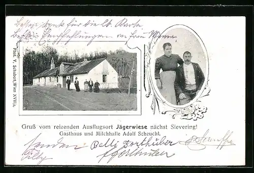 AK Wien-Sievering, Gasthaus und Milchhalle Jägerwiese von Adolf Scheuchl