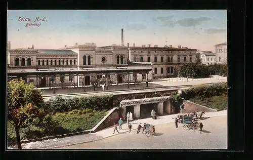 AK Sorau /N.-L., Bahnhof aus der Vogelschau