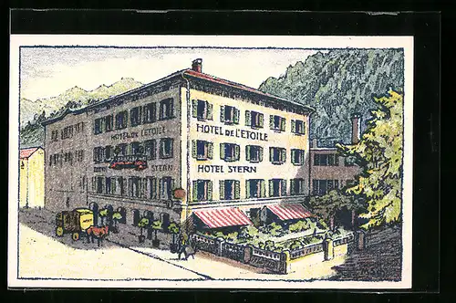 Künstler-AK Ernst E. Schlatter: Chur, Hotel Stern von der Strasse gesehen