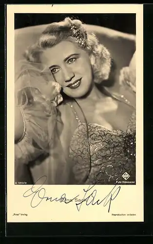 AK Opernsängerin Erna Sack mit Dauerwelle, Autograph