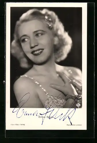 AK Opernsängerin Erna Sack mit freundlichen Lächeln, Autograph