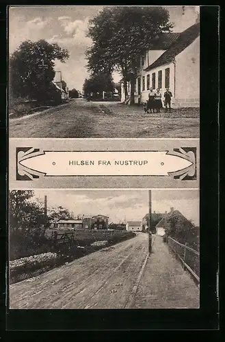 AK Nustrup, Strassenansichtem aus der Ortschaft