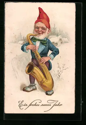 AK Zwerg spielt auf dem Saxophon