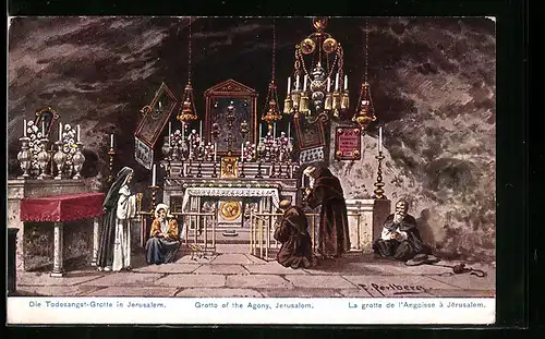 Künstler-AK Jerusalem, Die Todesangstgrotte