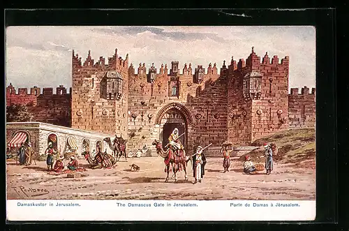 Künstler-AK Jerusalem, Damaskustor