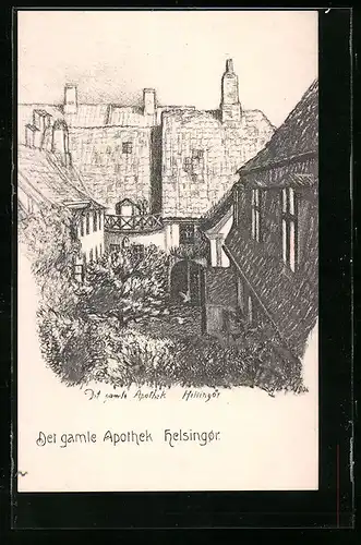 Künstler-AK Helsingor, Det gamle Apothek