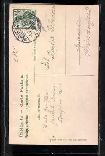 AK Gravenstein, Schwalbe bringt Grüsse aus der Stadt, Schlossansicht