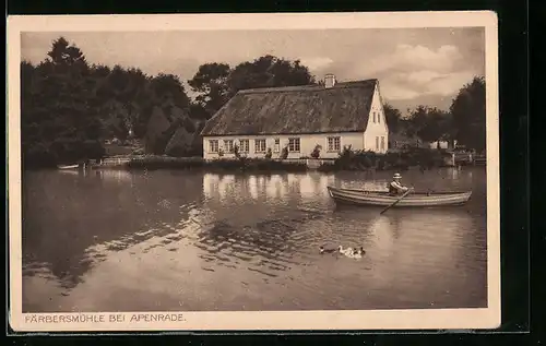 AK Apenrade, Färbersmühle mit Boot