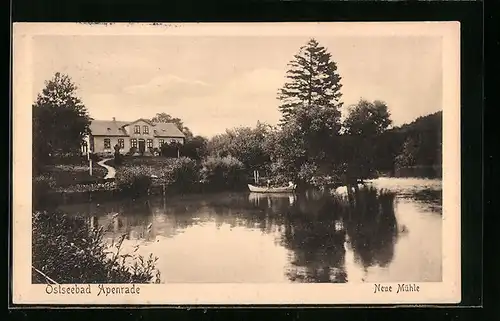 AK Apenrade, Neue Mühle mit Boot